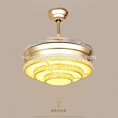 Hot selling products 2017 Modern invisible Ceiling Fan with light 42 inch retractable ceiling fan